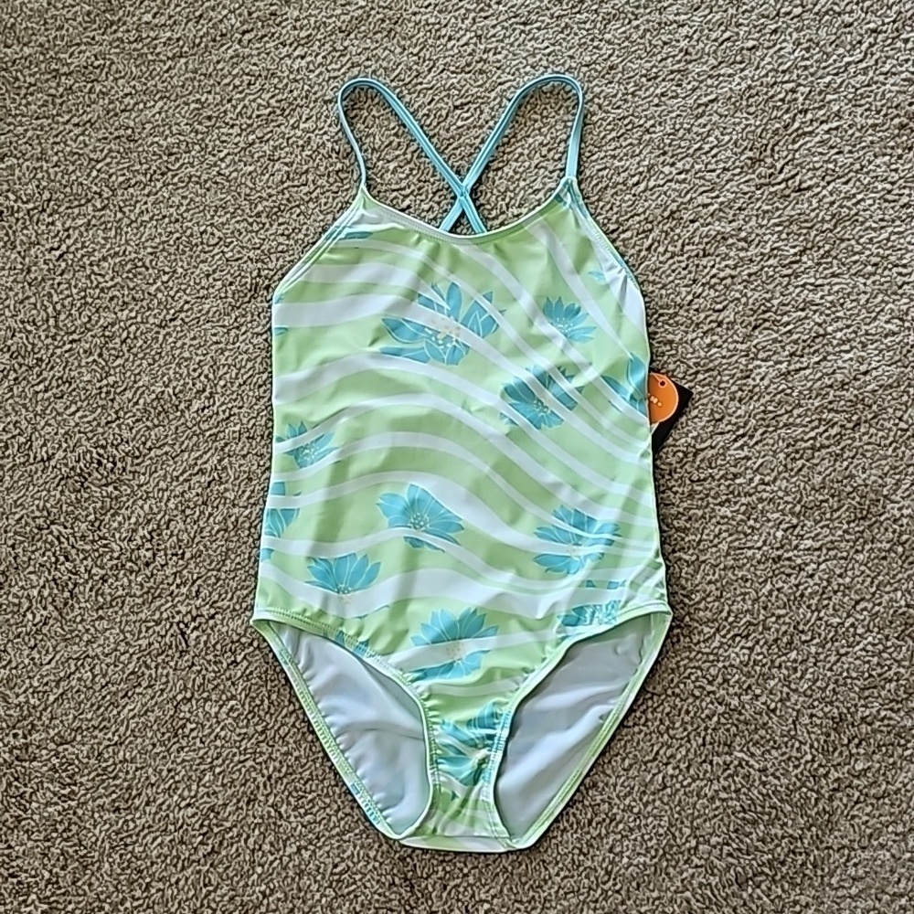 Girls One-Piece Wavy Floral Swimsuit UPF 50+
